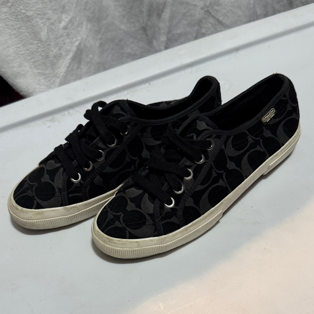 Women's Black Canvas Coach Sneakers